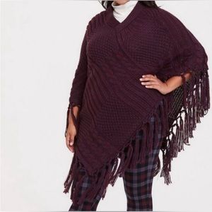 Plum Cable Knit Poncho from Torrid, One-Size